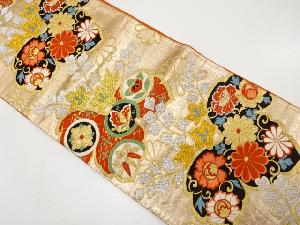 アンティーク　桐に蝶・草花模様織り出し袋帯（材料）